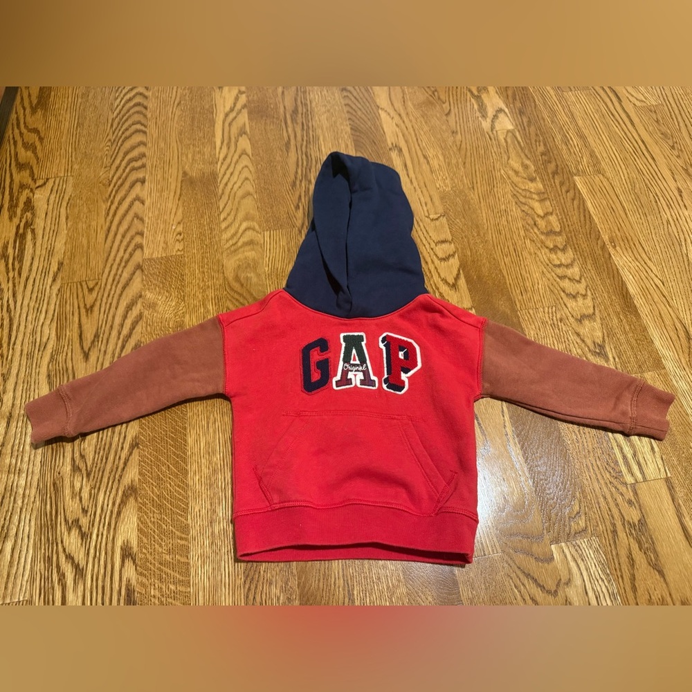 Baby GAP Kids Red and Navy Colorblock Hoodie